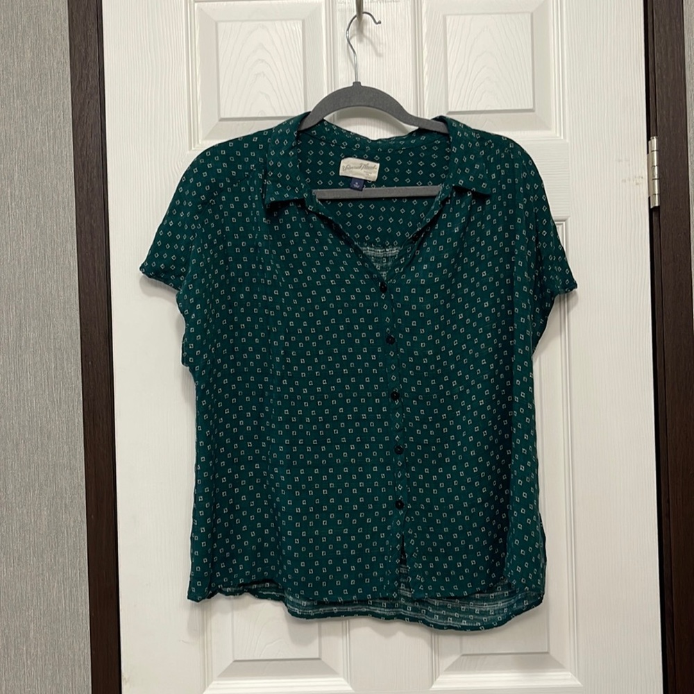 Target Green Button Down Blouse